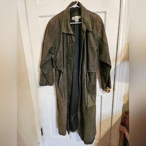 Vintage Green Genuine Leather Duster